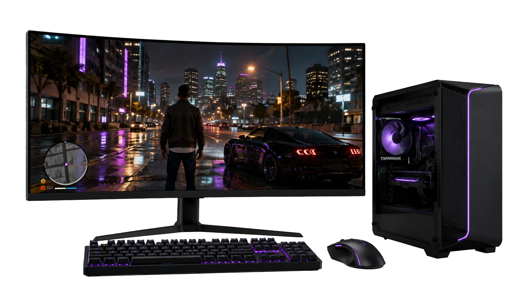 Computador gamer BOSS exibindo a cidade em roleplay